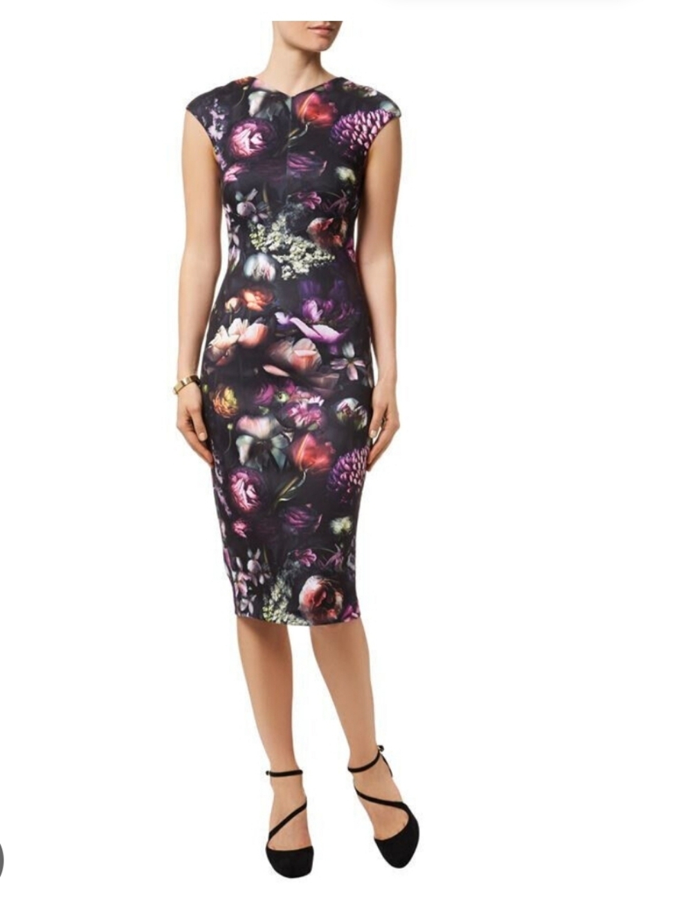 Ted Baker floral "Raisie" midi sheath dress Sz 2